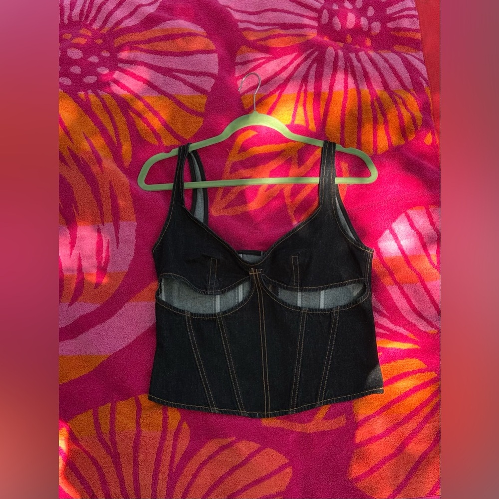 Lioness x Camelia Farhoodi Dark Denim Corset Top